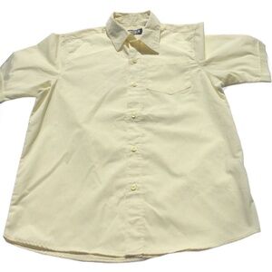 Smith American Dress Shirt Size 14 Button Up Short Sleeve Chest Pocket Yellow